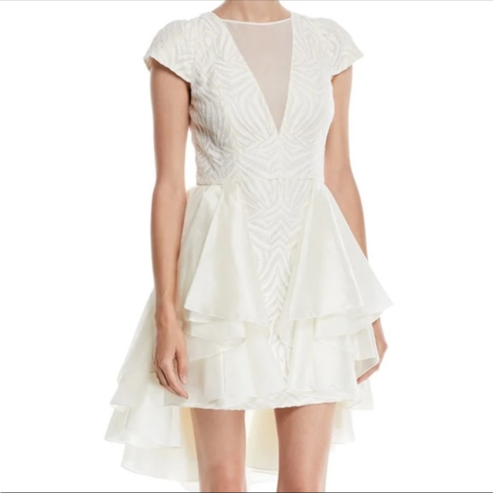 Halston Heritage Lace Mini Bridal Dress